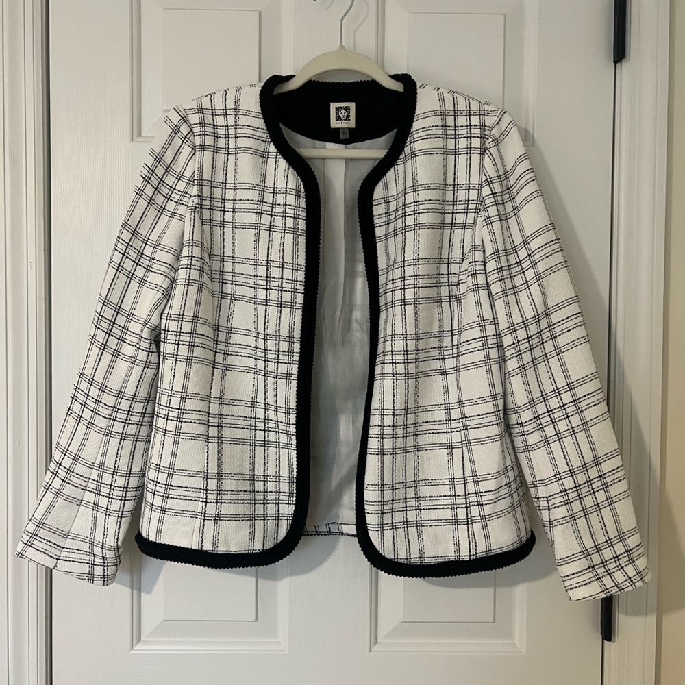 Anne Klein Black and White Checkered Blazer